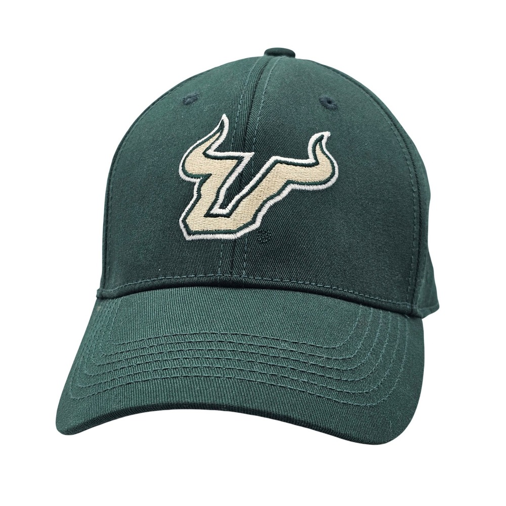 Top of the World USF Bulls Hat Green One Fit Stretch Fit Baseball Cap NCAA